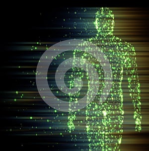 Binary man made of zeros and ones in computing concept