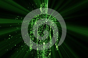 The binary man made of zeros and ones in computing concept