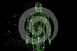 The binary man made of zeros and ones in computing concept