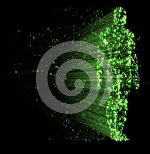 Binary man made of zeros and ones in computing concept