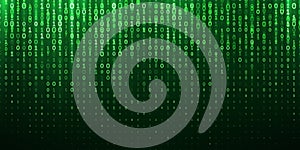 Binary matrix 1 0 bits green abstract background