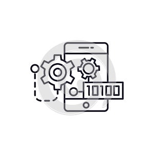 Binary mobile code linear icon concept. Binary mobile code line vector sign, symbol, illustration.