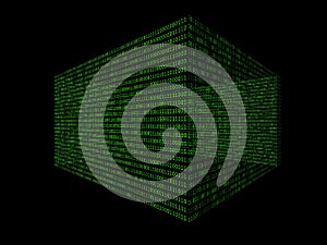 01 or binary numbers box on the computer screen on monitor matrix background, Digital data password code in hacker or safety