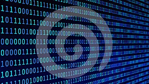 01 or binary numbers on the computer screen on monitor matrix background, Digital data code in hacker or safety security