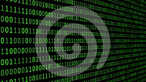01 or binary numbers on the computer screen on monitor matrix background, Digital data code in hacker or safety security
