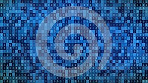 01 or binary numbers on the computer screen on monitor matrix background, Digital data code in hacker or safety security