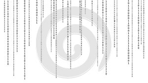 01 or binary numbers on the computer screen on monitor matrix background, Digital data code in hacker or safety security