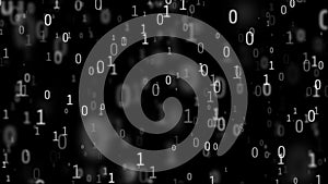 01 or binary numbers on the computer screen on monitor matrix background, Digital data code in hacker or safety security