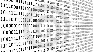 01 or binary numbers on the computer screen on monitor matrix background, Digital data code in hacker or safety security