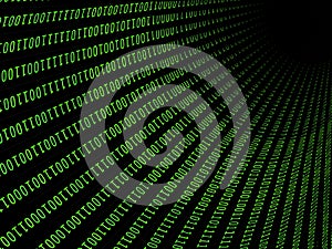 01 or binary numbers on the computer screen on monitor matrix background, Digital data password code in hacker or safety security