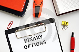 BINARY OPTIONS phrase on the page