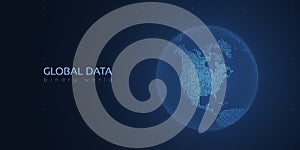Binary planet Earth. Big data global analytics. Worldwide data connection.