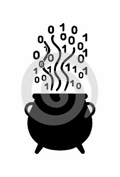Binary Potion Cauldron Vector â Futuristic Tech Witchcraft Design
