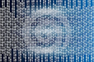 Binary program code pattern glowing blue digital abstract technology background design