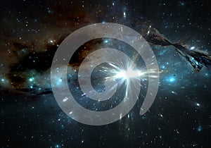 Binary star explosion inside a nebula