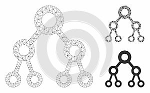 Binary Tree Vector Mesh Carcass Model and Triangle Mosaic Icon