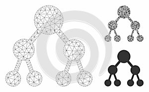 Binary Tree Vector Mesh Wire Frame Model and Triangle Mosaic Icon