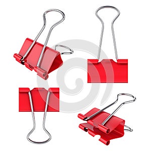 Binder clip collection isolated on white, 3D rendering