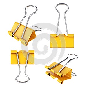 Binder clip collection isolated on white, 3D rendering