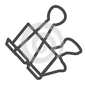 Binder clip line icon, stationery concept, office clip vector sign on white background, metal paper clamp symbol in