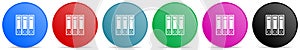 Binder, folder, document, file vector icons, set of circle gradient buttons in 6 colors options for webdesign and mobile