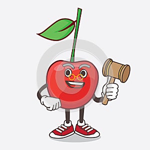 Bing Cherry cartoon mascot character as wise judge