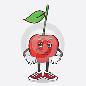 Bing Cherry cartoon mascot character with smirking face