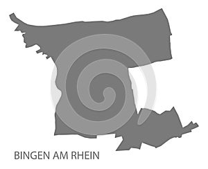 Bingen am Rhein German city map grey illustration silhouette shape