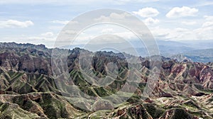 Binggou Danxia Canyon Landform. Red Sandstone Rocks in the Geopark