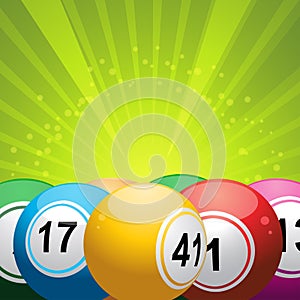 Bingo balls on green starburst