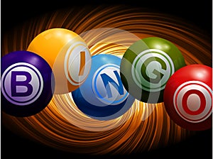 Bingo balls over golden and black background