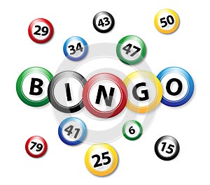 Bingo balls on white background, vector illustration