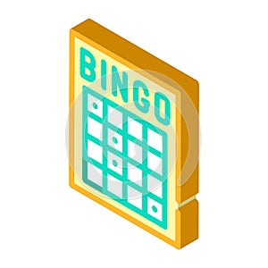 Bingo card isometric icon vector isolated illustration