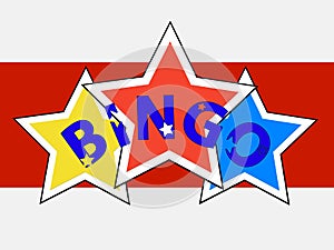 Bingo decorative text on stars over red panel
