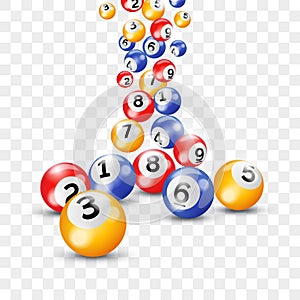 Bingo lottery 3d balls for keno lotto on vector transparent