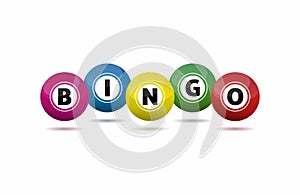 Bingo lottery balls and bingo cards concept