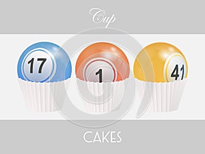 Bingo lottery cup cakes on white panel