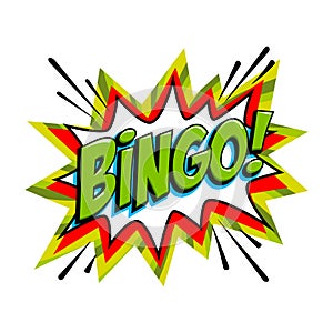 Bingo - lottery green vector banner. Lottery game background in Comic pop-art style