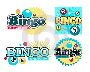 Bingo lottery isolated icons, gambling and guessing game photo