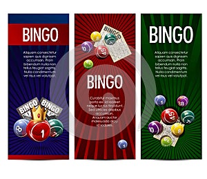 Bingo lottery lotto game vector banners set