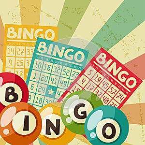 Bingo or lottery retro game illustration