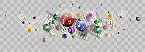 Bingo lottery ticket lucky balls and numbers of lotto vector design photo