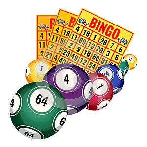 Bingo lottery tickets and balls icons realistic vector illustration isolated