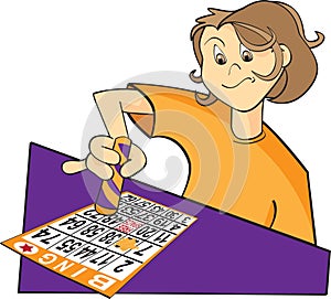Bingo player illustration
