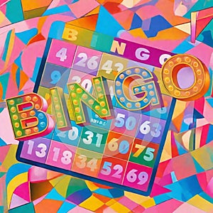 Bingo Watercolor Image with Bingo Card and Logo