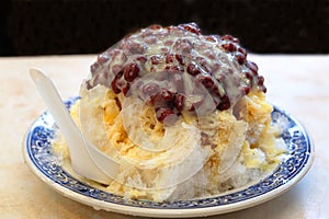 Bingsu or Bingsoo, Korean shaved ice dessert