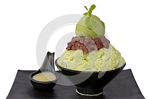 Bingsu greentea milk with icecream greentea