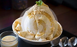 Bingsu Korean shaved ice dessert. photo