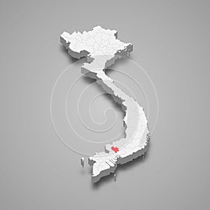 Binh Duong region location within Vietnam 3d map