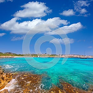 Binibeca beach in Menorca at Binibequer Vell village